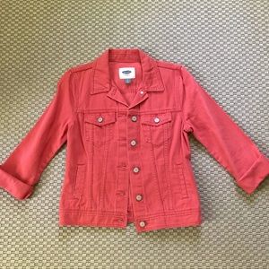 Old Navy coral colored denim jacket in size small.